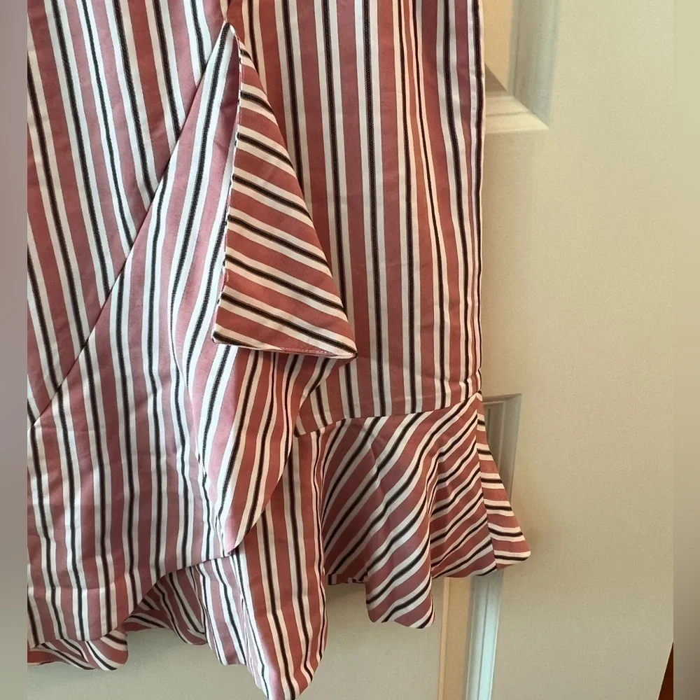 Ted Baker Corn Layered Striped Ruffle Hem Midi Pencil Skirt NWT